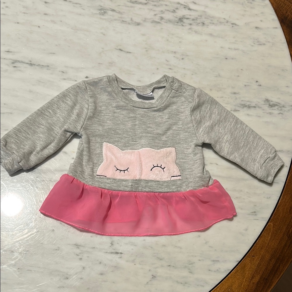 Vitamins Baby Gray and Pink Long Sleeve Sweatshirt with Playful Design